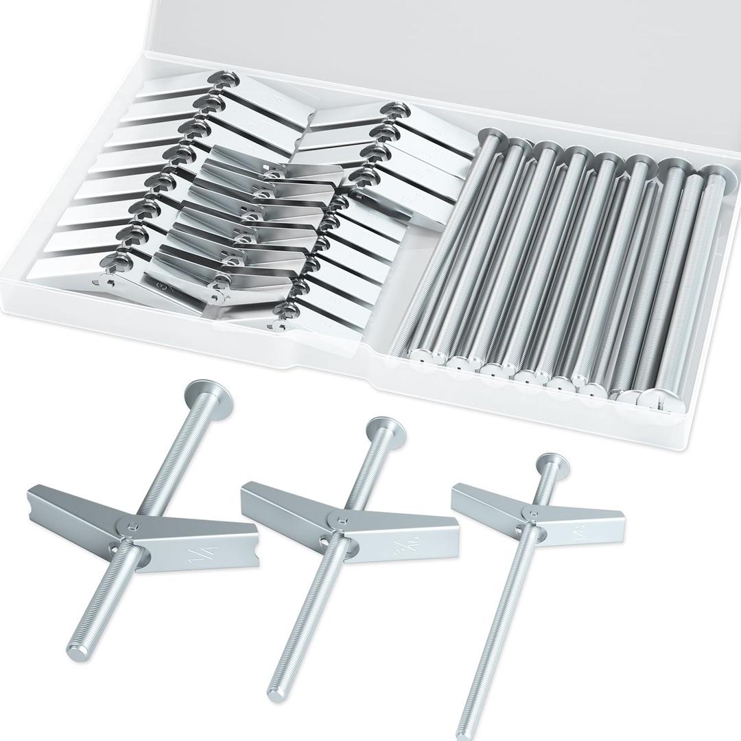 30Pcs Toggle Bolts for Drywall,Heavy Duty Hollow Wall Anchors for Drywall Ceiling - Metal Dry Wall Anchors and Screws Kit,3 Sizes Butterfly Anchors (1/8in, 3/16in, 1/4in)