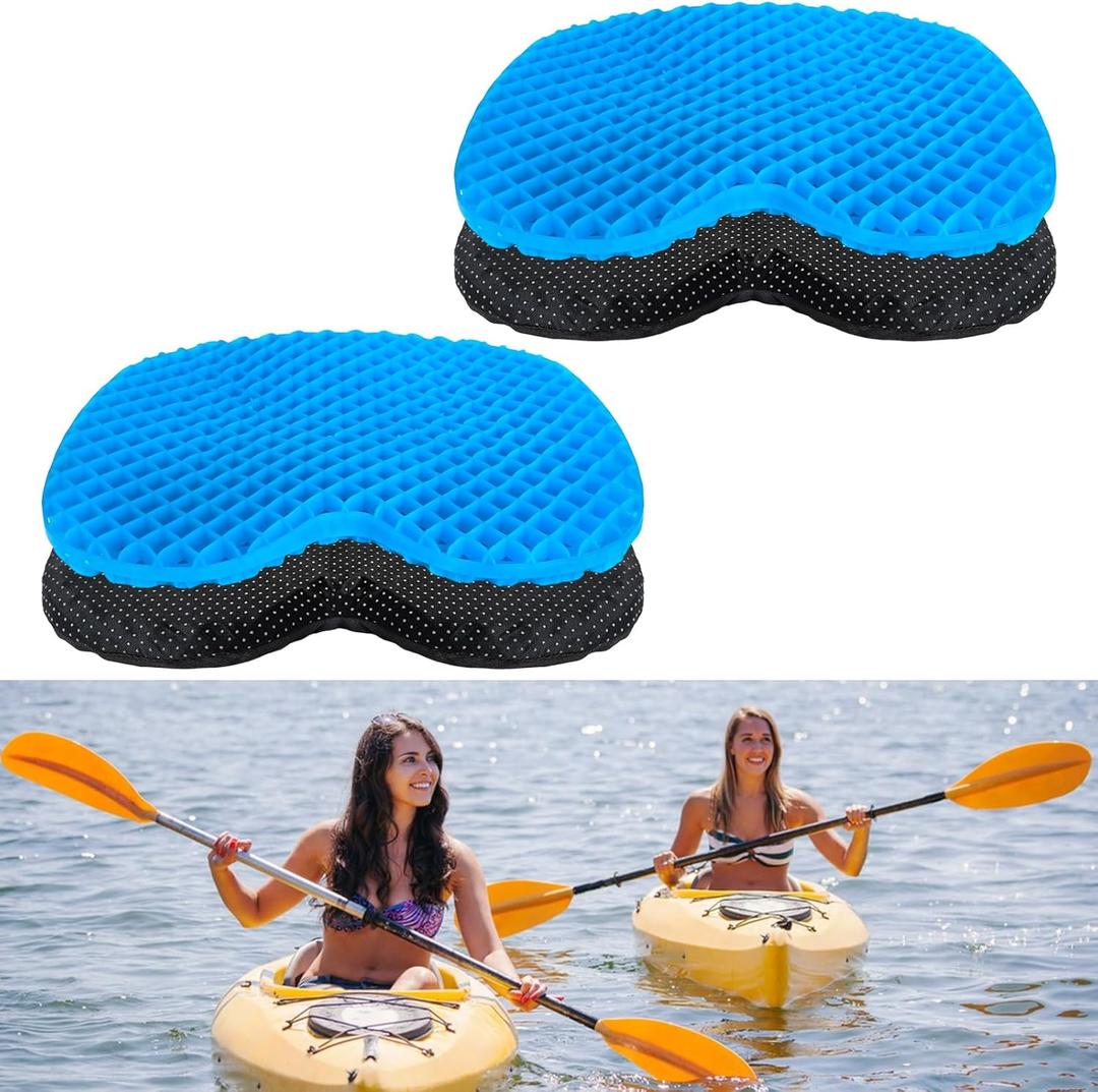 YEXEXINM 2 Pack Anti Slip Kayak Seat Cushion Thick Waterproof-Gel Breathable U Shape Seats Pad with Non-Slip Cover for Sit in Inflatable Kayak Canoe & Boat Kayak Accessories for Fishing Kayak
