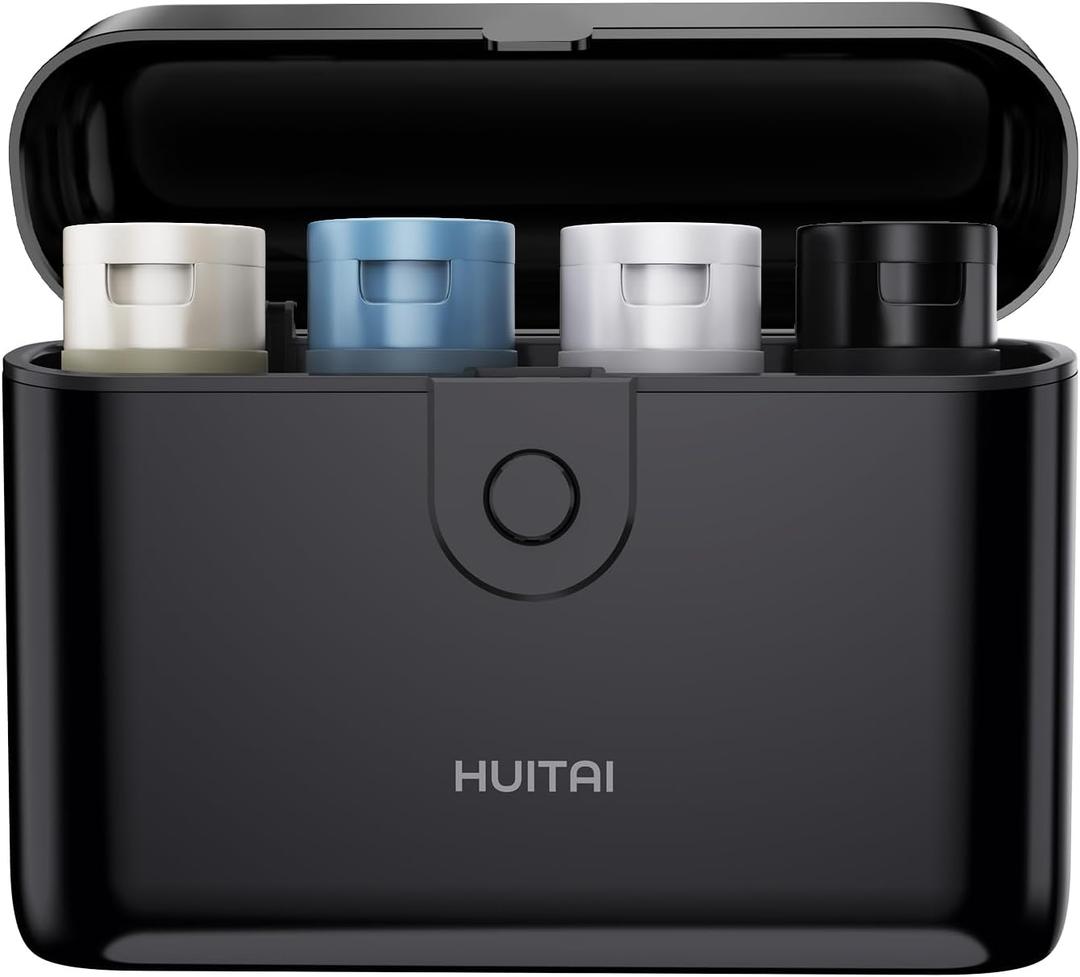 Travel Bottles with Case, 4x2oz TSA Approved, Leak-Proof, Press to Unlock, Compact & Portable Travel Toiletries (Black)