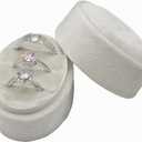 Velvet Wedding Ring Box - Octagon 3 Slots Engagement Ring Boxes with Hinged Lid for Proposal Engagement Wedding, Proposal Ring Box-PRB009-Beige-3 Slots