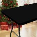 Spandex 8 Foot Rectangle Table Cloth, Elastic Fitted Tablecloths for Picnic, Stretch Washable Patio Table Cover for Outdoor, Camping, Banquet and Parties (Black, 36"x96")