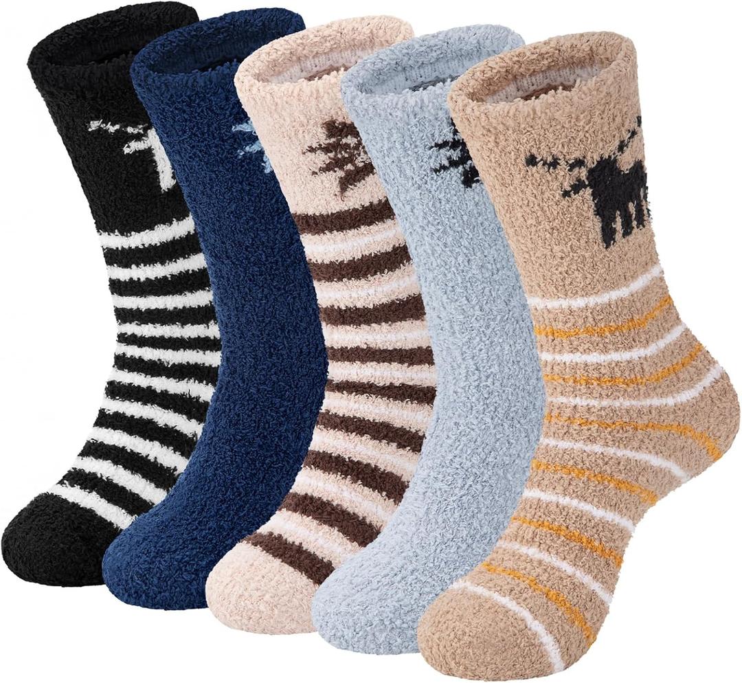 Mens Womens Fuzzy Socks Winter Warm Thermal Thick Boot Slipper Fluffy Sleeping Bed Sock for Christmas Gifts Unisex (Multicolor10)