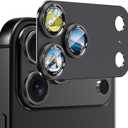 CACOE Camera Lens Protector for iPhone 17 Pro Max - Metal Frame Tempered Glass Cover, [Anti-Scratch] [Drop-Proof][Strong-Adhesion] Camera Screen Cover(Carbon Black)