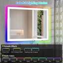LED Bathroom Mirror with Lights, 32X24 Inches RGB Color Changing Bathroom Mirror, Lighted Vanity Mirrors for Wall, Dimmable, Anti-Fog