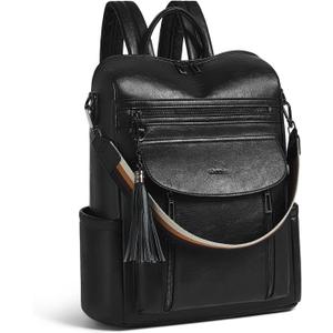 Shrrie Laptop Backpack for Women 15.6 inch,Travel Leather Backpack Purse Nurse Teacher Carry on Backpack Computer Bag,Professional Water-Resistant College Business Work Casual Daypack,Black