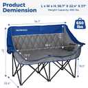 Oversized Double Padded Camping Chair Loveseat, Sapphire Blue
Diamond Quilted Padded Loveseat, 2 Cup Holders & Wine Glass Slots, Heavy-Duty Frame, Portable for Outdoor, Camping, Backyard