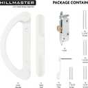 HILLMASTER Patio Door Handle Set with Mortise Lock 45 for Replacement Mortise Style Reversible Design Non-keyed Sliding Patio Glass Door Handles, Fits 3-15/16 Screw Hole Spacing White Finish