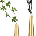 Vixdonos 10.5/8.5 inch Gold Metal Vase Small Dried Flower Vase Set of 2 Taper Vase for Wedding Table Centerpiece Decorations, Home Decor (Gold)