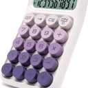 Mechanical Switch Calculator, 10 Digits, Large LCD Display, Purple, Big Buttons, Aesthetic