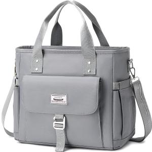 Weitars Lunch Bag for Men Women,Leak Proof Lunch Box for Work,Large Lunch Tote Bag with Removable Shoulder Strap,Insulated Lunch Bag for Picnic Hiking (Gray)