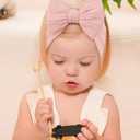 jollybows 12 PCS Baby Nylon Headbands Handmade Wide Baby Girl Bows Headbands Elastics HairBands Hair Accessories for Newborn Infants Toddlers Kids (Multiple colors)