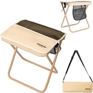16" Extra Tall XL Portable Chair for Adults, Collapsible Purse Chair Heavy Duty Camp Seat with 3 Storage Pockets for Fishing Hiking Gardening, Lightweight Travel Purse Stool