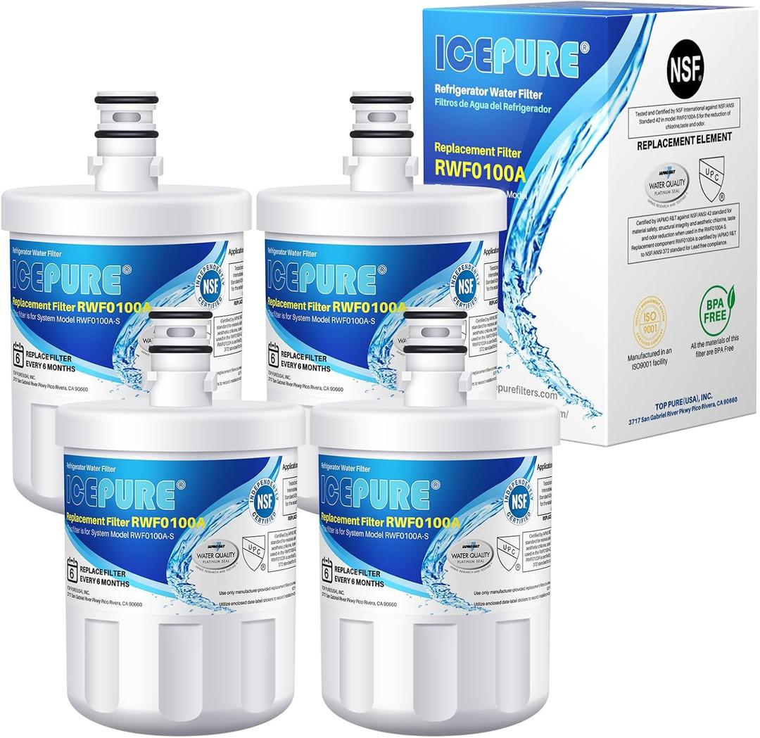 ICEPURE 5231JA2002A Refrigerator Water Filter,Compatible with LG LT500P, GEN11042FR-08, ADQ72910901, ADQ72910907, LFX25974ST, LFX25973S, Kenmore 9890, 469890 4PACK | Compatible with LG LT500P, GEN11042FR-08, ADQ72910901, ADQ72910907, LFX25974ST, LFX25973S, Kenmore 9890, 469890, RWF0100A