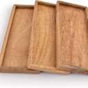 Samhita Mango Wood Serving Platter with Raised Edge -Set of 3 for Display Fruit Snacks Appetizer Sushi Food Decorative (12" x 5" x 0.75")