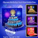 3 x Pop Up Birthday Cards - LED Lights & Musical Fireworks Cake with 3D, Glitter Happy Birthday Greeting Gifts for Women, Girls, Men, Boys (Blue)