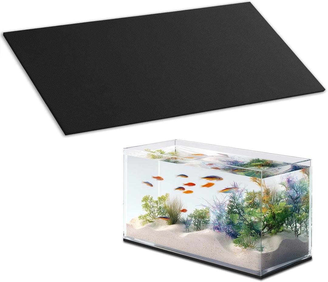 Aquarium Leveling Mat, 18 x 36 Inch Fish Tank Pad, 6mm Thick Non-Slip Cushion, Water Resistant Under Tank Mat for Aquariums and Terrariums, Easy to Trim, Black