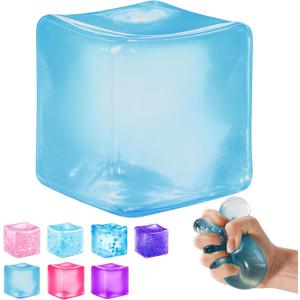 Ice Cube Squishy Fidget Toy Slow Rise Squeeze Sensory Toys, Multiple Ways to Play, Stress Ball for Anxiety Relief, Focus Enhancement, Brain Relaxation & Strength Fostering