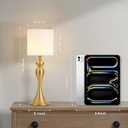 Cordless Table Lamp Rechargeable, Battery Fabric Bedside Touch Light, Brass