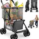 Folding Shopping Cart for Groceries, 80lbs Collapsible Stroller Cart
