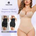 YADIFEN Tummy Control Thong Shapewear for Women High Waist Body Shaper Briefs Seamless Thong Shapewear for Women (Small, A#-black+nude-2pack)