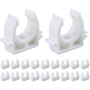 PEX Clips Pipe Clamp 1 Inch, 20 Pack 25 mm Pipe Hangers Pipe Holder PEX Tubing Clamps PVC Water Pipe Support, Plastic U-Shaped PVC Pipe Clamps Tools With Screws, White