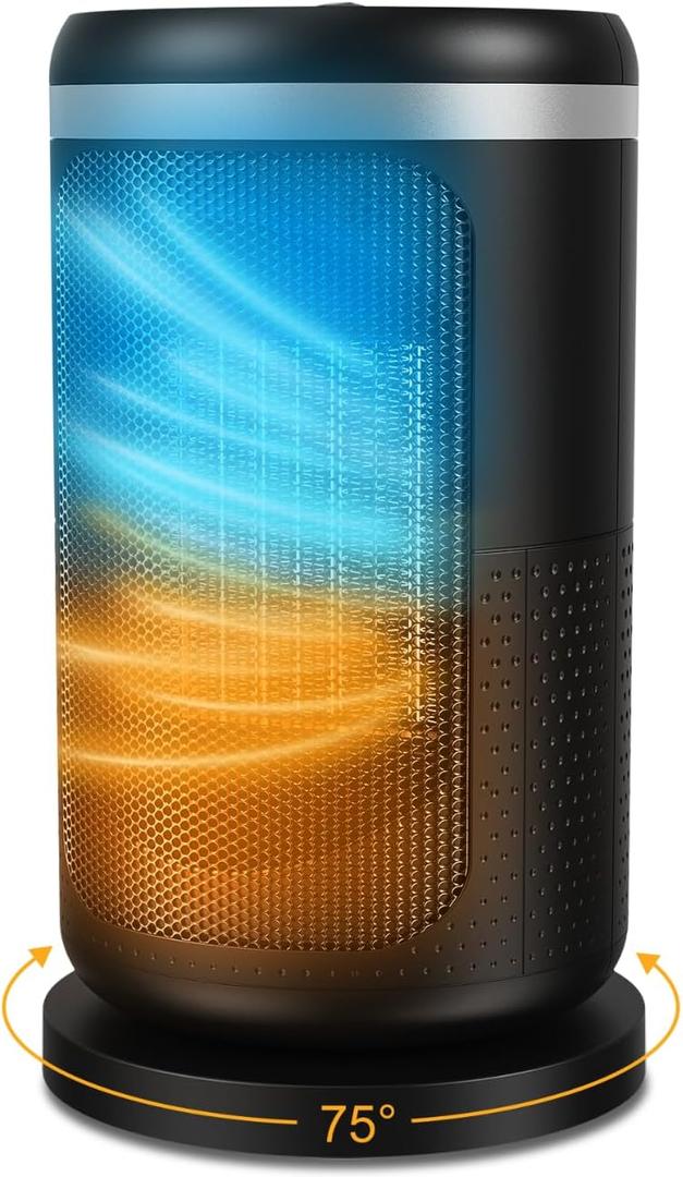 Heaters for Indoor Use, 1500W Upgrade Portable Heater with Tip-Overheat Protection, 3 Models of Electric Space Heater for Living Room, Study Room, Bedroom and Office, Black