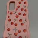 Compatible with Galaxy A15 5G Phone Case for Women Girls, Curly Wavy Frame with Cute Pattern, Aesthetic Slim Soft Silicone TPU Bumper Shockproof Phone Case for Samsung A15 - Bow Cherry