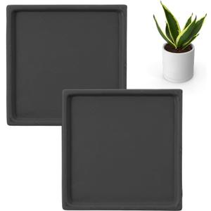 uxcell 2 Pcs Square Plant Saucers, 4.7 Inch Ceramics Plant Drip Trays for Pots, Heavy Duty Flower Pot Saucers for Indoors and Outdoors, Black