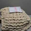 Admitrack Chunky Knit Blanket Throw, 100% Hand Knit Chenille Throw Blanket for Sofa & Home Decor, Soft and Cozy Knitted Throw Blankets (Ivory40"x50")