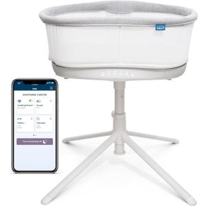 HALO BassiNest Connected Swivel Sleeper 3.0  Smart Bassinet with AutoSoothe, 360 Swivel, Cry Detection, Rocking, Vibration & Soothing Sounds, Easy Lowering Wall for Postpartum Recovery