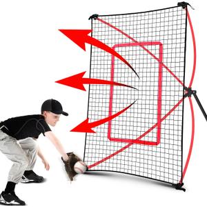 NET PLAYZ PitchBack Portable Baseball Rebound Net, 5ft x 3ft, Quick Set Up, Lightweight, Multi Angle Adjustment, Baseball Training Net, Suitable for Throwing, Pitching & Fielding, Black