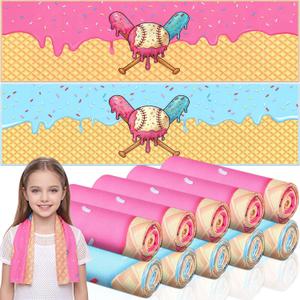 12 Pcs Ice Cream Baseball Cooling Towels Gifts 30 x 9 Inch | Cold Towels for Hot Weather Sports, Fast Drying Breathable Microfiber, For Baseball Team Gifts, Party Favor