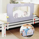 q-miulike baby bed rail for toddlers portable foldable 27 height adjustable travel toddler bed rails easy to install suitable for full king queen twin bed sizes (grey 31.5 inch, 1 piece)
