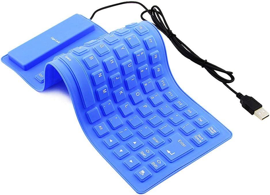 Foldable Silicone Keyboard, USB Wired 85 Keys Waterproof Rollup Silent Typing Soft Touch Keyboard for PC Notebook Laptop(Blue)