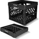 CleverMade Collapsible Milk Crate 25L (6.6 Gal), 50 lb Capacity Heavy Duty Folding Crate  Stackable Storage Crates with File Rails, Plastic Collapsible Crates - Obsidian (1 Pack)