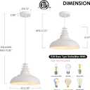 White Pendant Lights Kitchen Island,Dining Room Light Fixtures Over Table with Metal Dome Shade, Modern Farmhouse Adjustable Cord Hanging Lighting for Bar,Sink 1 Pack