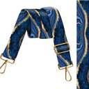 Purse Strap Replacement Crossbody 1.5 Inches Wide, Gold Buckle Guitar Style Shoulder Bag Straps Adjustable for Women Men Handbags Luxury Blue Marble
