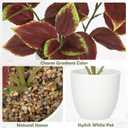 Artificial Plants Indoor 14.2" Small Fake Perilla Plant in Pot Potted Plants Artificial Decor Faux House Plant with White Pot for Farmhouse Home Office Bathroom Living Room Table Shelf Decor