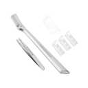 Tweezerman Eyebrow Razor and Mini Tweezer Set with 3 Replacement Blades and Safety Cap (Stainless Steel)