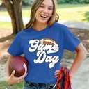 Game Day Shirts for Women Football Graphic Sunday Funday Tee Vintage Casual Football Season Short Sleeve Tee Tops (Medium, Blue)