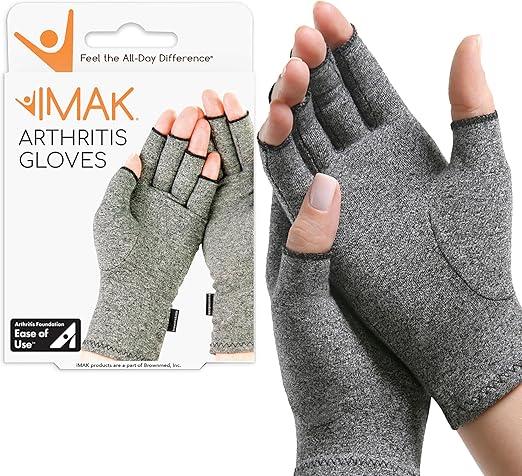 IMAK Compression Arthritis Gloves - Fingerless, Support for Joint Pain & Circulation, Unisex, Compression Gloves Size: Medium