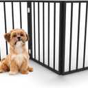 Indoor Pet Gate - 3-Panel Folding Dog Gate for Stairs or Doorways - 54x24-Inch Freestanding Pet Fence for Cats and Dogs by PETMAKER (Black)