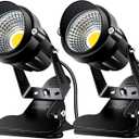 FZWLE Spot Lights Clamp Indoor Spotlights, 7W Clip on Lights Daylight White Uplights with 6FT Cord and Switch for Trade Show, Workshop, Billboard, Desk Lighting (2 Pack)