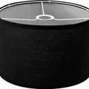 Drum Lamp Shades for Table Lamps 12"x12"x8" Linen Lampshade Easy Assembly Lamp Shade with E27 to E26/E14 Adapters for Floor Lamps Bedside Lamps Pendant Lights, Black (1.65" Spider)