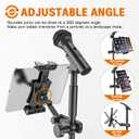 Tablet Holder for Microphone Stand, Mic Stand Tablet Holder for iPad, 360 Adjustable Clip-on Phone Mount for Shee Music Stand, Fits Devices from Screen Size 4.7 to 12.9