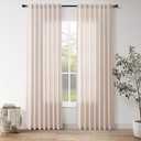 Nanspring Natural White Linen Curtains 84 Inch Length for Living Room Burlap Light Filtering Semi Sheer Curtain Back Tab Neutral Farmhouse Privacy Drapes for Bedroom Office 52x84, 2 Panels