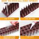 BORHOOD Bird Spikes, 20 Pack Pigeon Deterrent for Small Birds Raccoon Cats Defender for Outside to Keep Squirrel Away, Plastic Fence Spike for Railing and Roof-Brown
