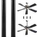 2 Pcs Ceiling Fan Downrod, 12 Inch Black Ceiling Fan Extension Downrod, 1 Inch Diameter Universal Downrod for Various Fans, Not Threaded