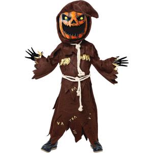 Spooktacular Creations Scary Scarecrow Costume for Kids, Halloween Costume for Boys w/Pumpkin Head, Pumpkin Outfit for Boys (Medium(8-10 Years))