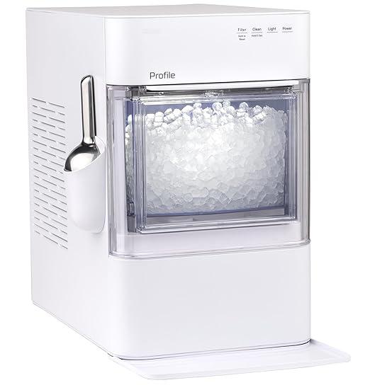 GE Profile Opal 2.0 Ultra Nugget Ice Maker with Scale Inhibiting Filter, Scoop Included, 38 lbs in 24 Hours, Pellet Ice Machine with WiFi & Smart Connected, Stone White